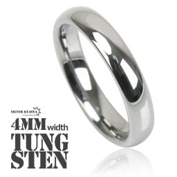 タングステン 甲丸リング 幅4mm シンプル リング シルバー ブラック 高耐久 頑丈 金属アレルギー対応 ピンキーリング マリッジリング エンゲージリング プレーン 指輪