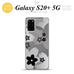 SC-52A SCG02 Galaxy S20+ 5G スマホケース ソフトケース 花柄 サクラ B 黒 メンズ レディース nk-s20p-tp055