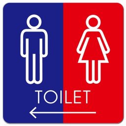 トイレ 御手洗 TOILET トイレマーク G2男女 左 矢印 ピクトサイン マグネットステッカー マグネット 強力 正方形 13x13cm サイン インテリア 施設 案内