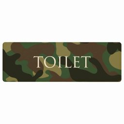 トイレ プレート 木製 TOILET 文字タイプ 迷彩 カラー 長方形 18x6cm ドア サインプレート ピクトサイン トイレマーク表示 案内 注意 施設 御手洗 TOILET おしゃれ シンプル 安全対策