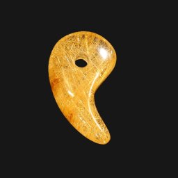 天然石 勾玉ゴールドルチル 約0.6g 勾玉全体が黄金の光を放つよう 仕事運 成功 お守り GHM43 交換用ゴム＆巾着付 財運 石 京海堂