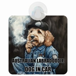 名入れ可 Australian Labradoodle オーストラリアンラブラドゥードル DOG IN CAR 吸盤 収れん火災防止タイプ 車内用 作業服 ちょい悪 ドッグオンボード 安全対策 あおり運転 セーフティサイン 窓ガラス カーサイン 車 犬