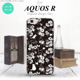 【SH03J】【スマホケース/スマホカバー】【アクオス R】SH03J スマホケース AQUOS R SH-03J カバー アクオス R 猫と花 黒 nk-sh03j-1725【メール便送料無料】