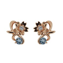 ピアス レディース 桜 さくら アクアマリンサンタマリア 10金 スタッドピアス 母の日 2024