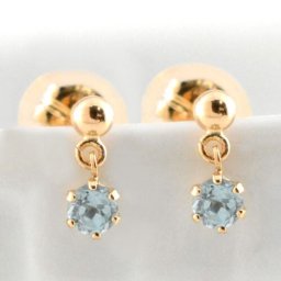 ピアス レディース アクアマリン 18金 ピンクゴールドk18 スタッドピアス ブラ 揺れる 18k 一粒 プチピアス 3月誕生石 2.5mm 納期1週間 クリスマス