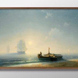 イヴァン アイヴァゾフスキー Fishermen At Dawn, Naples A3 サイズ ポスター アート おしゃれ 絵画 インテリア 北欧 イラスト マット紙 艶消し アートパネル 額 フレーム デザイン 壁掛け ギフト 新築祝い ディスプレイ 引越し祝い　新生活　空間デザイン 