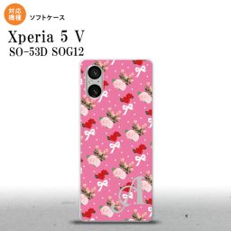 Xperia 5V Xperia 5V スマホケース 背面ケースソフトケース 花柄 バラ リボン ピンク ビビット +アルファベット 2023年 10月発売 nk-xp55-tp262i