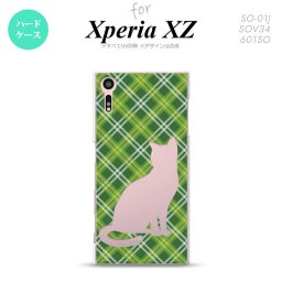 【SO01J】【スマホケース/スマホカバー】【エクスペリア XZ 】SO01J スマホケース XPERIA XZ SO-01J カバー エクスペリア XZ  猫 チェック緑A nk-so01j-957【メール便送料無料】