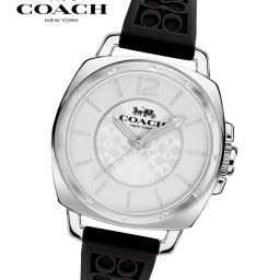 COACH コーチ 腕時計 BOYFRIEND SMALL ボーイフレンド スモール 14503877 レディース 34mm シルバー シグネチャー ブラック シリコンベルト 海外正規品 ラッピング無料可