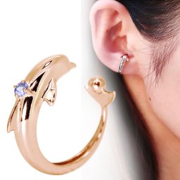 イヤーカフ レディース イルカ イヤカフ タンザナイト 12月誕生石 10金 ドルフィン 夏 いるか