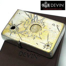 DEVIN ガスライター スケルトンガン ターボフレーム ガン痕 アンティークシルバー ユーズド加工 日本製 おしゃれ かっこいい メンズ プレゼント ギフト