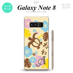 【SC01K】【スマホケース/スマホカバー】【ギャラクシー ノート8】SC01K スマホケース Galaxy Note8 ケース ギャラクシー ノート8 イニシャル 亀とハイビスカス 黄色 nk-sc01k-1105ini【メール便送料無料】