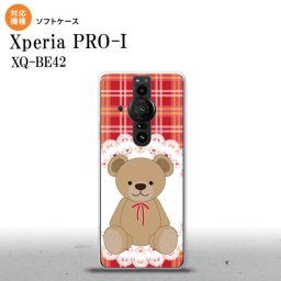Xperia PRO I Xperia PRO-I スマホケース 背面ケースソフトケース くま チェック レース 赤 背面カバー android nk-xproi-tp755