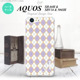 【SHV34】【スマホケース/スマホカバー】【アクオス セリエ】SHV34 スマホケース AQUOS SERIE ケース アクオス セリエ イニシャル アーガイル 紫×青 nk-shv34-1409ini【メール便送料無料】