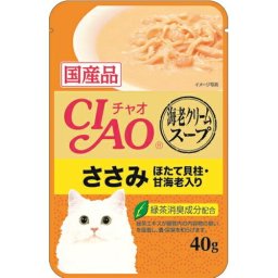 いなばペットフード  チャオだしスープ海老クリームスープささみほたて貝柱・甘海老入り  ４０ｇ