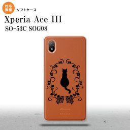 SO-53C SOG08 ワイモバイル Xperia Ace III スマホケース 背面ケースソフトケース 猫とバラ A 黒 2022年 6月発売 nk-so53c-tp1142