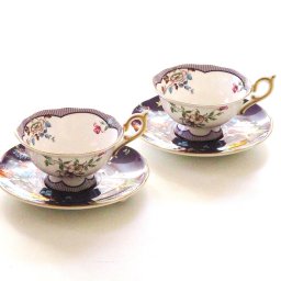 ウェッジウッドWEDGWOOD　ワンダーラストＷonderlust　ミッドナイトクレーン　ティーカップ＆ソーサー　ペア【食器セット】【御結婚御祝・内祝・新築御祝・還暦御祝・御礼・寿・ギフト包装可能】