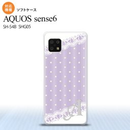 SH-54B SHG05 AQUOS sense6 スマホケース ソフトケース ドット レース C 薄紫 +アルファベット メンズ レディース nk-sens6-tp1614i