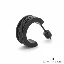 ライオンハート トライG型 ピアス タテガミ サージカルステンレス ブラック 黒 片耳用 1点売り メンズ ブランド LION HEART