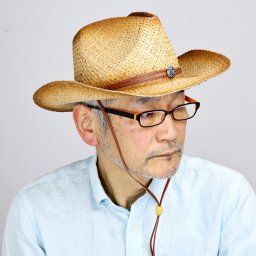 麦わら帽子 ハット テンガロンハット メンズ ストローハット レディース つば広 天然草 コンチョ あご紐付き おしゃれ 帽子 中折れ 夏 ラフィア カウボーイ ナチュラル ベージュ elehelm帽子通販専門店 父の日 straw