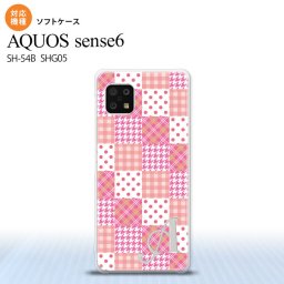 SH-54B SHG05 AQUOS sense6 スマホケース ソフトケース パッチワーク ピンク +アルファベット メンズ レディース nk-sens6-tp1061i