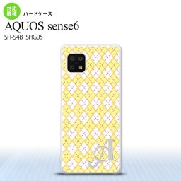 SH-54B SHG05 AQUOS sense6 スマホケース ハードケース アーガイル 黄 紫 +アルファベット メンズ レディース nk-sens6-1405i