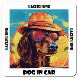 海 麦わら帽子 サングラス 夏 Dachshund ダックスフント カーサイン 車 マグネットステッカー 犬 マグネット 強力 13x13cm 正方形 おしゃれ かわいい ドラレコステッカー 安全対策 危険運転 煽り運転 アニマル 動物 犬種別 屋外 防水 屋内