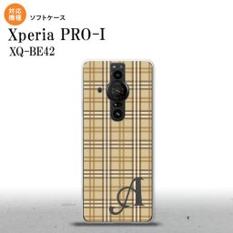 Xperia PRO I Xperia PRO-I スマホケース 背面ケースソフトケース チェック B ベージュ +アルファベット 背面カバー android nk-xproi-tp444i