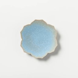 【KIWAKOTO】YURI 空 Small 京焼・清水焼 百合 花の器 中皿 プレート 取り皿 水色 食器 電子レンジ 食洗機対応 日本製