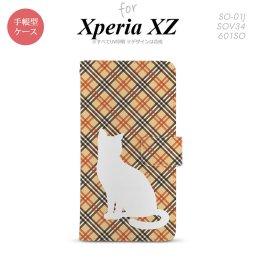 【手帳型 スマホ カバー ケース】【SO01J】【エクスペリア XZ 】手帳型 ケース SO-01J スマホ カバー XPERIA XZ エクスペリア 猫 チェック赤茶A nk-004s-so01j-dr953【メール便送料無料】