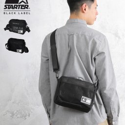 ショルダーバッグ メンズ レディース STARTER フラップ メッセンジャーバッグ メッシュ シンプル 軽量 軽い ロゴ スターターブラックレーベル かっこいい ロゴ 斜め掛け 肩掛け 小さめ 大容量 多収納 お財布 散歩 ファスナー スマホ 旅行