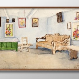 Sofija Paraszczuk Wn?trze izby A3 サイズ ポスター アート おしゃれ 絵画 インテリア 北欧 イラスト マット紙 艶消し アートパネル 額 フレーム デザイン 壁掛け ギフト 新築祝い ディスプレイ 引越し祝い　新生活　空間デザイン 