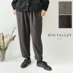 ＊【SUN VALLEY サンバレー】綿麻 平織 起毛 テーパードパンツ (SK8022257)レディース ボトムス 秋 冬 春 コットン リネン 千鳥 ゆったり カジュアル 上品 大人 ナチュラル 服 新作 コーディネート ナチュランド 人気 30代 40代 50代 60代