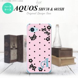 【SHV38】【スマホケース/スマホカバー】【アクオス セリエ ミニ】SHV38 スマホケース AQUOS SERIE mini ケース アクオス セリエ ミニ イニシャル ドット・花柄(B) ピンク nk-shv38-351ini【メール便送料無料】