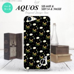 【SHV34】【スマホケース/スマホカバー】【アクオス セリエ】SHV34 スマホケース AQUOS SERIE ケース アクオス セリエ イニシャル 花柄・バラ（E） 黒 nk-shv34-250ini【メール便送料無料】