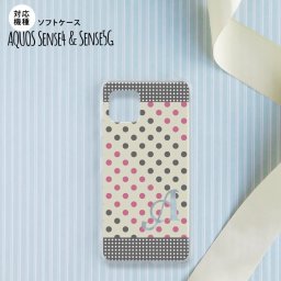 sense4 sense5 Aquos sense4/5 スマホケース ソフトケース ドット 水玉 C グレー ピンク +アルファベット メンズ レディース nk-sens4-tp1649i