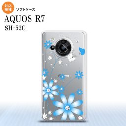 SH-52C AQUOS R7 スマホケース 背面ケースソフトケース 花柄 ガーベラ 水色 2022年 7月発売 nk-r7-tp802