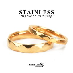 ダイヤカット リング ゴールド シンプル ステンレス 指輪 細身 華奢 重ね付け 金属アレルギー対応 レディースリング 女性