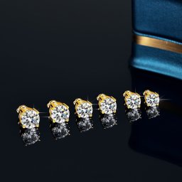 ピアス 両耳用 レディース モアサナイト ホワイト シルバー925 イエローゴールド 0.5ct 1ct 2ct ke044