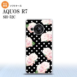 SH-52C AQUOS R7 スマホケース 背面ケースソフトケース バラ ドット 黒 2022年 7月発売 nk-r7-tp786
