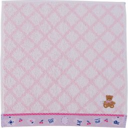 【直送】ロッティ 婦人タオルハンカチ [26-0146-189] RTT-64 PI ピンク チェック柄 くま刺繍 綿100% ミニタオル タオルハンカチ 吸水 肌触り抜群 通学 通勤 レディース ギフト 贈り物 内祝い お返し プレゼント