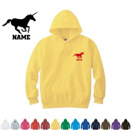 「ユニコーン」名入れフーデッドパーカー 左胸ワンポイント  名入れ 部活 母の日のプレゼント 父の日プレゼント 卒団記念品 お揃い クラスパーカー フードパーカー 【cf_mlh】アイテム 一角獣、伝説の生き物、Unicorn