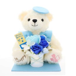 父の日 お祝い ソープフラワー くま 青色 お花ソムリエ フラワー メンズ 彼氏 男性 誕生日プレゼント ギフト