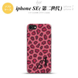 iPhoneSE 2 第二世代 iPhone8&iPhone7 共用 スマホケース 背面カバー ソフトケース 豹柄 A ピンク +イニシャル おしゃれ かわいい かっこいい メンズ レディース nk-ise2-tp026i