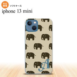 iPhone13mini iPhone13 mini ケース ソフトケース ゾウ ベージュ +アルファベット iPhone ミニ 5.4インチ  おしゃれ かわいい メンズ レディース キッズ デザインたくさん nk-i13m-tp772i