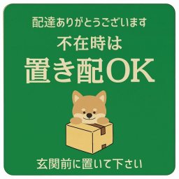 いぬ イヌ グリーン不在時 置き配 OK プレート 木製 正方形 9x9cm 場所案内 ポスト 門扉 ドア 玄関 宅配 不在時 指定 かわいい おしゃれ 看板 案内 配達 受取 文言カスタマイズ