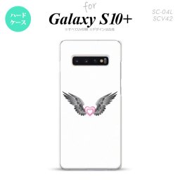 SC-04L SCV42 Galaxy S10+ スマホケース ハードケース 黒翼 ハート 白 ピンク メンズ レディース nk-s10p-469