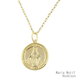 メンズ ネックレス k18 コインタイプ マリア コインモチーフ 聖母マリア 18k 18金 コイン ペンダント イエローゴールドk18 シンプル 地金 ホワイトデー