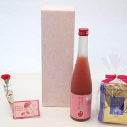母の日 ギフトセット リキュールセット 挽き立て珈琲(ドリップパック5パック)(篠崎 福岡産 ブランドあまおう100％使用 あまおう梅酒はじめました。 500ml［福岡県］)母の日カード お母さんありがとうカーネイション