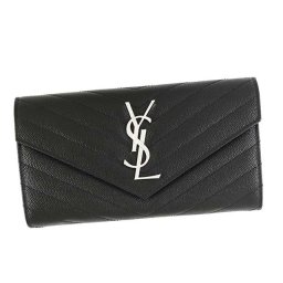 サンローラン SAINT LAURENT 372264 BOW02 1000 LARGE FLAP WALLET フラップ長財布 NERO ブラック